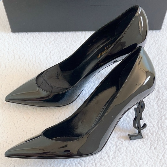 Saint Laurent Black Heels with Logo Heel - Picture 7 of 14